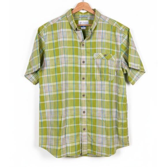 Columbia Mens L Outdoors Fishermancore Coastal Nautical Plaid Button-Up Shirt - Picture 1 of 10
